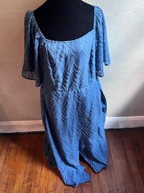 BloomChic Blue Textured Maxi Dress